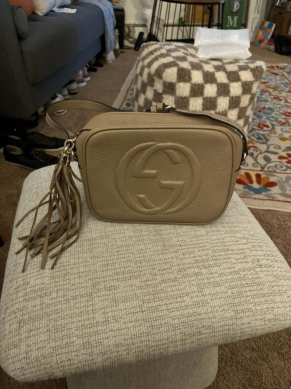 Gucci Soho Disco Bag Pebbled Leather Rose Beige Crossbody